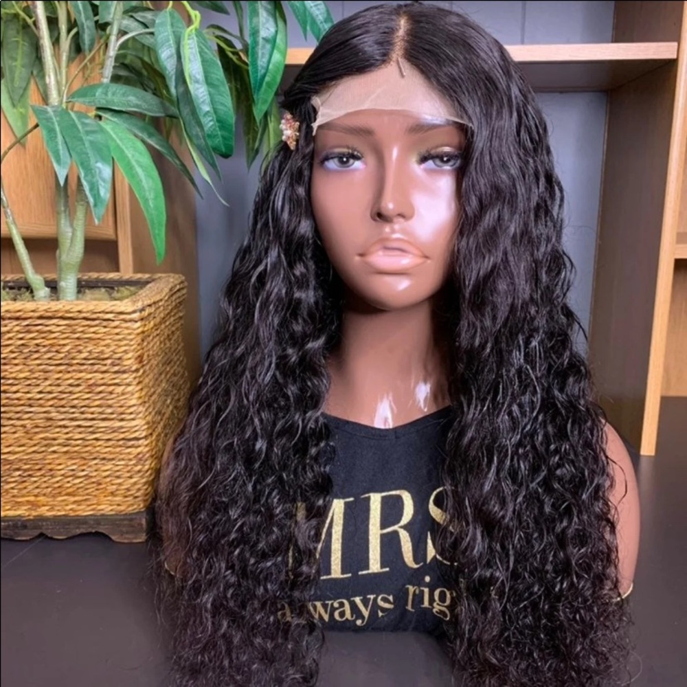 New Luxury 20inch Deep Wave Human Hair Lace Closure Wig